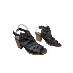 Dolcetta Sandals 11 Womens Stassi Gray Perforated Laser Cut Block Heel Boho Shoe